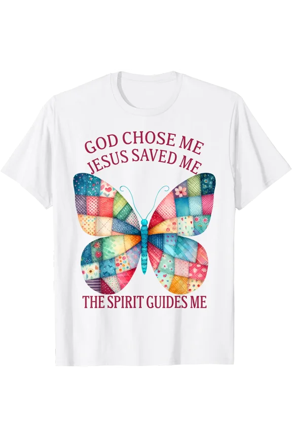 Christian Faith God Chose Me Jesus Saved Me Butterfly T-Shirt, Vintage Birthday Gift