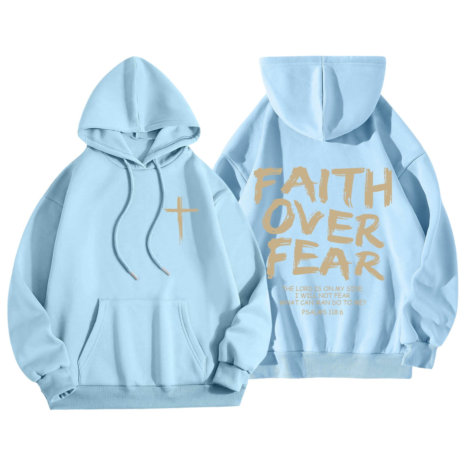Women's Faith Print Casual Hooded Sweatshirt