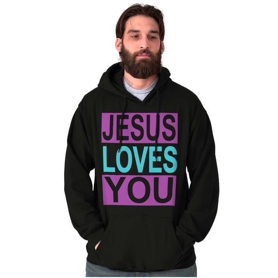 Christian Faith Jesus Loves You Unisex Plus Fleece Graphic Hoodie Brisco Brands 2X