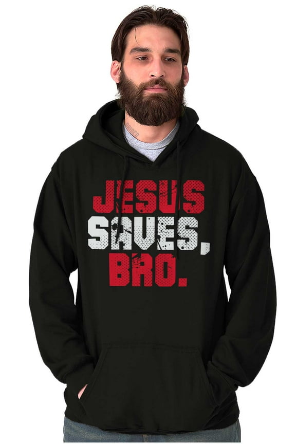 Christian Faith Jesus Saves Bro Men's Big & Tall Graphic Hoodie Brisco Brands 2X