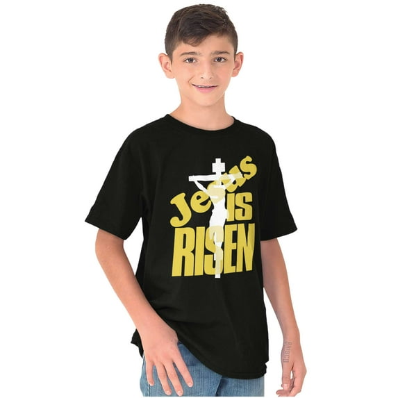 Christian Faith Jesus is Risen Crewneck T Shirts Boy Girl Teen Brisco Brands M