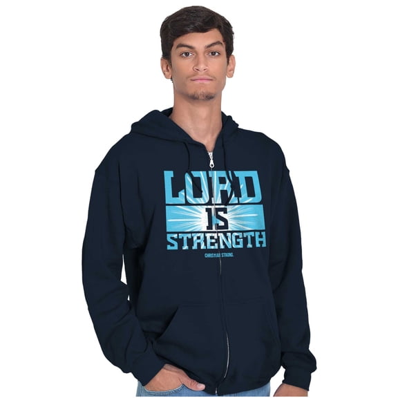 Christian Faith Lord is Strength Unisex Fleece Graphic Zip Up Hoodie Brisco Brands 5X