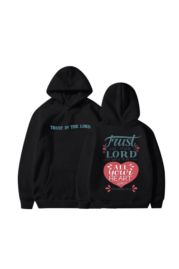Christian Faith Religious God Sweatshirt Trust In The Lord Print Hoodies Jesus Pullover Sweater Comfy Hoodies Shirts Winter Toddler Boy Clothes New Years Gifts for Boys And Girls