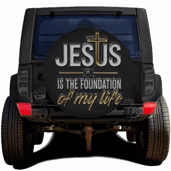 Christian Faith Spare Tire Cover With Backup Camera Hole 6 Sizes (29 in.) 3D Effect Flat 2D Print