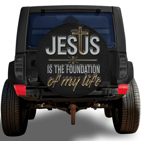 Christian Faith Spare Tire Cover Without Backup Camera Hole 3D Effect Flat 2D Print