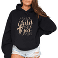 thumbnail image 1 of Christian Faith Statement Hoodie, Black with Delicate Gold Calligraphy, Embroidered-Style Cross Design, Elegant Apparel, 1 of 5