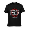 thumbnail image 1 of Christian Faith Tshirt Walk By Faith Not Sight Bible Verse Religious Tops Crew Neck Short Sleeve Casual Tee For Men, 1 of 6