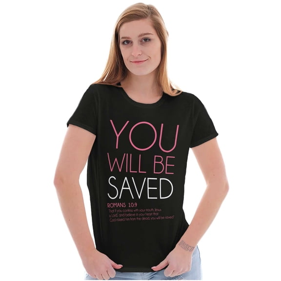 Christian Faith You Will Be Saved Womens Slim Fit Graphic Tee Brisco Brands L