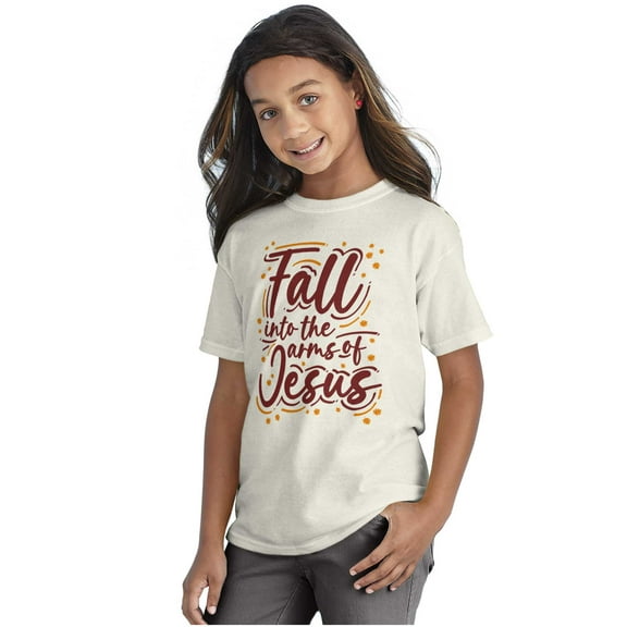 Christian Fall Into The Arms of Jesus Girls Kids T Shirt Tees Teen Brisco Brands X