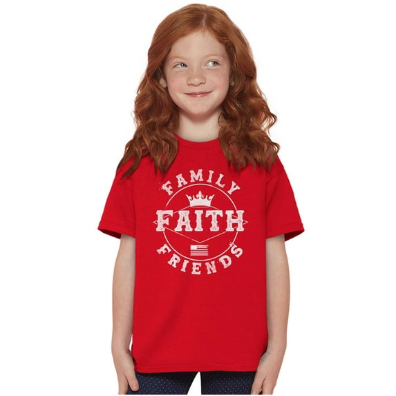 Christian Family Faith Friends Flag Crewneck T Shirts Boy Girl Teen Brisco Brands L