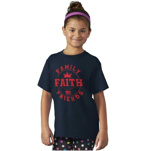 Christian Family Faith Friends Flag Crewneck T Shirts Boy Girl Teen Brisco Brands XS