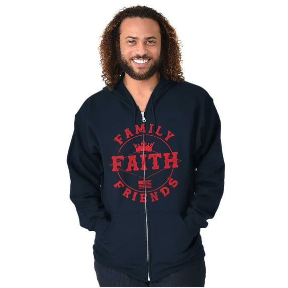 Christian Family Faith Friends Flag Unisex Fleece Graphic Zip Up Hoodie Brisco Brands 5X