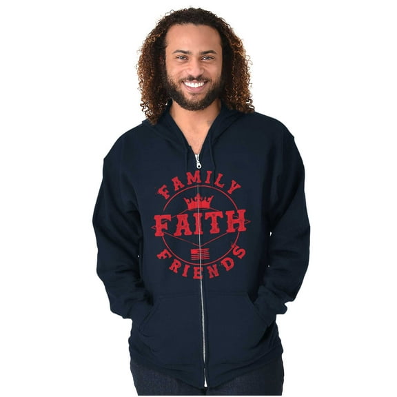 Christian Family Faith Friends Flag Unisex Plus Size Zip Hoodie Brisco Brands 2X