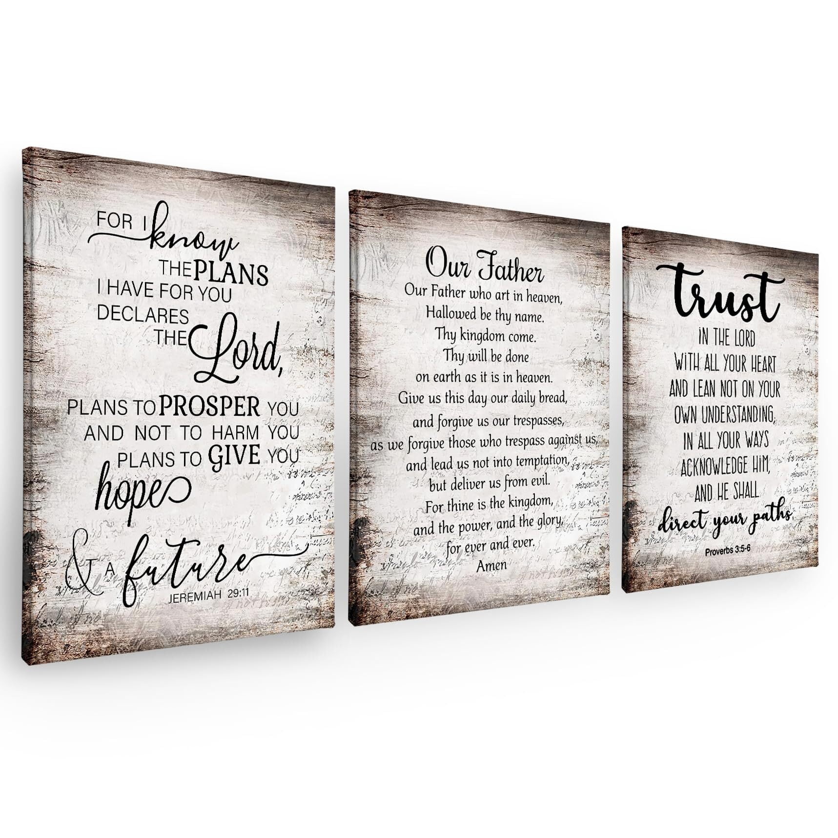 Christian Our Father The Lords Prayer Wall-Art Decor Set of 3 ...