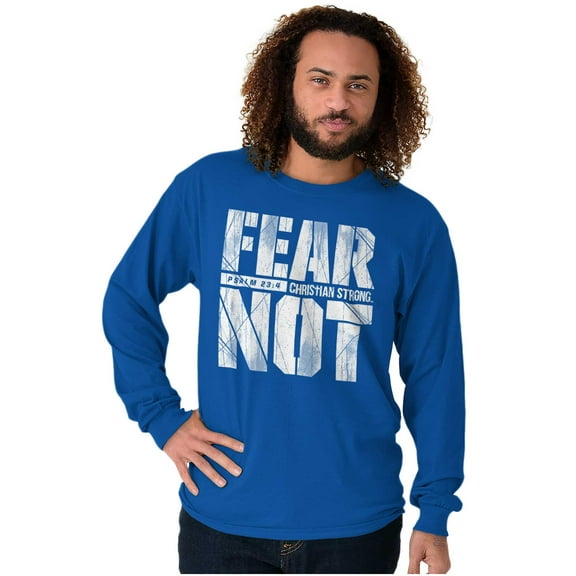 Christian Fear Not Psalm Scripture Plus Size Long Sleeve Graphic Tee Shirt Brisco Brands 3X