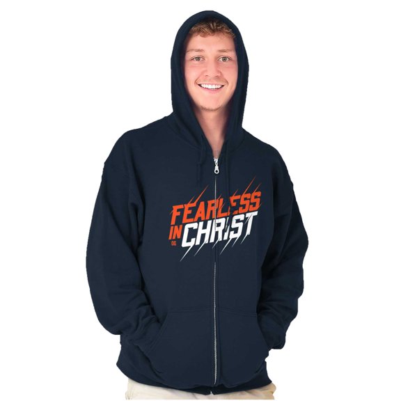 Christian Fearless in Christ Jesus Unisex Plus Size Zip Hoodie Brisco Brands 2X