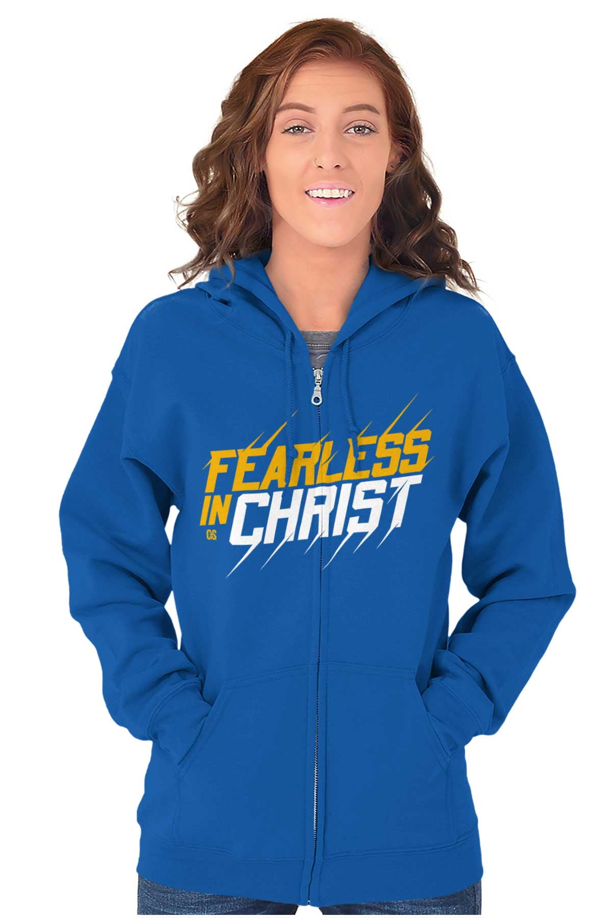 Christian Fearless in Christ Jesus Zip Up Hoodie Men's Women's Brisco ...