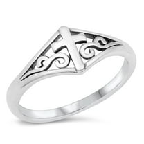 Christian Filigree Swirl Cross Ring .925 Sterling Silver Band Jewelry Female Male Unisex Size 10