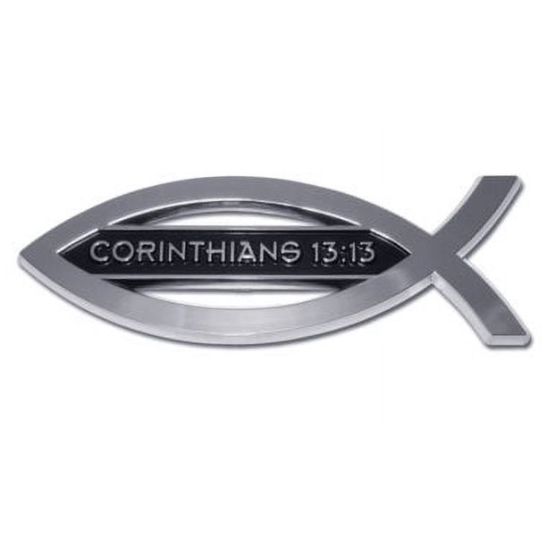Christian Fish Corinthians 13:13 Chrome Emblem - Walmart Business Supplies