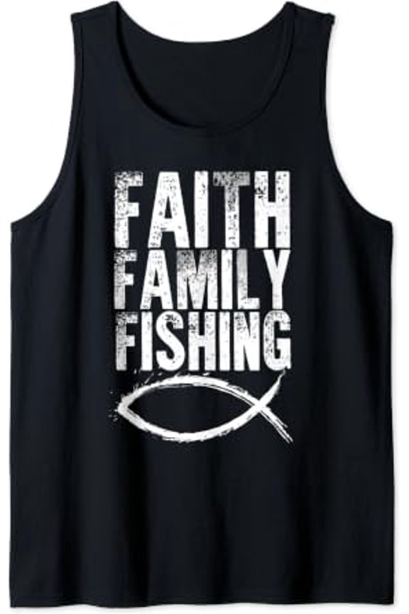 Christian Fish Faith Family Fishing Tank Top Size S-3XL