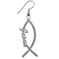 thumbnail image 1 of Christian Fish Symbol With Jesus On The Side On A Beautiful  Silvertone Fishhhook Wire Earrings. What A Great Gift For Yourself, Family, Or A Friend. Hypoallergenic. No Nickel, No Lead In The Metal, 1 of 1