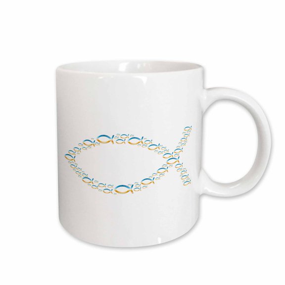 3drose, Christian Fish Symbol (unique Pattern – Chrome), 15oz Mug