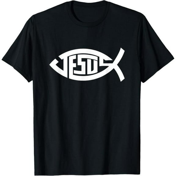 Cotton Christian Fishing Graphic Tee Vintage Jesus Christ Faith Design Religious Inspirational T-Shirt Black S-5XL