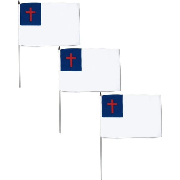 Christian Flag 12in x 18in Stick (3 PK)