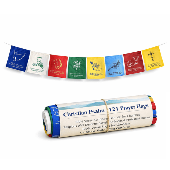 Christian Flag Church Decoration Bible Psalm 121 Faith Banner Worship Prayer Flags for Nursery Wall Wedding Bulletin Board Garden Dcor