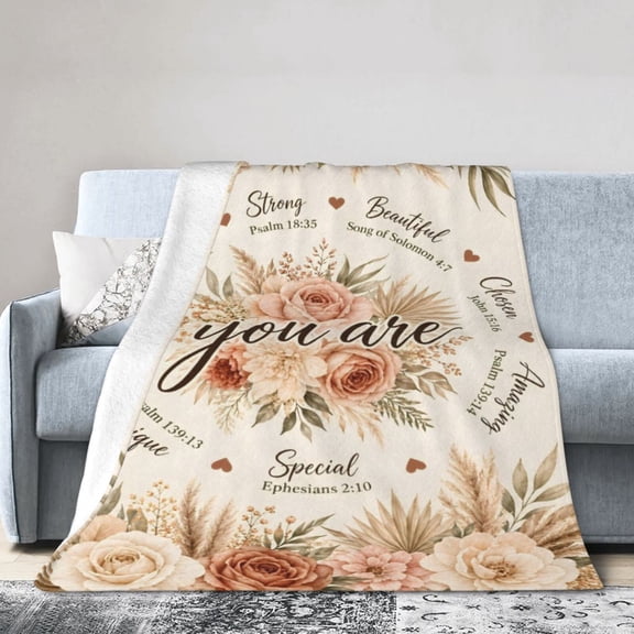 Christian Floral Blanket Gift Throw Blanket Inspirational Faith Gift for Women Daughter Home Decor 50x40