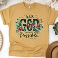 thumbnail image 1 of Christian Floral Graphic T-Shirt With God All Things Are Possible, Gold, Size M, 1 of 6