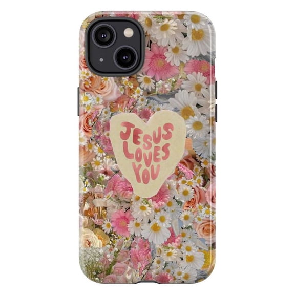 Christian Floral Phone Case, Daisy & Rose Pattern iPhone Cover, Faith-Based Aesthetic for iPhone 16 15 14 13 12 11 Pro Max Mini