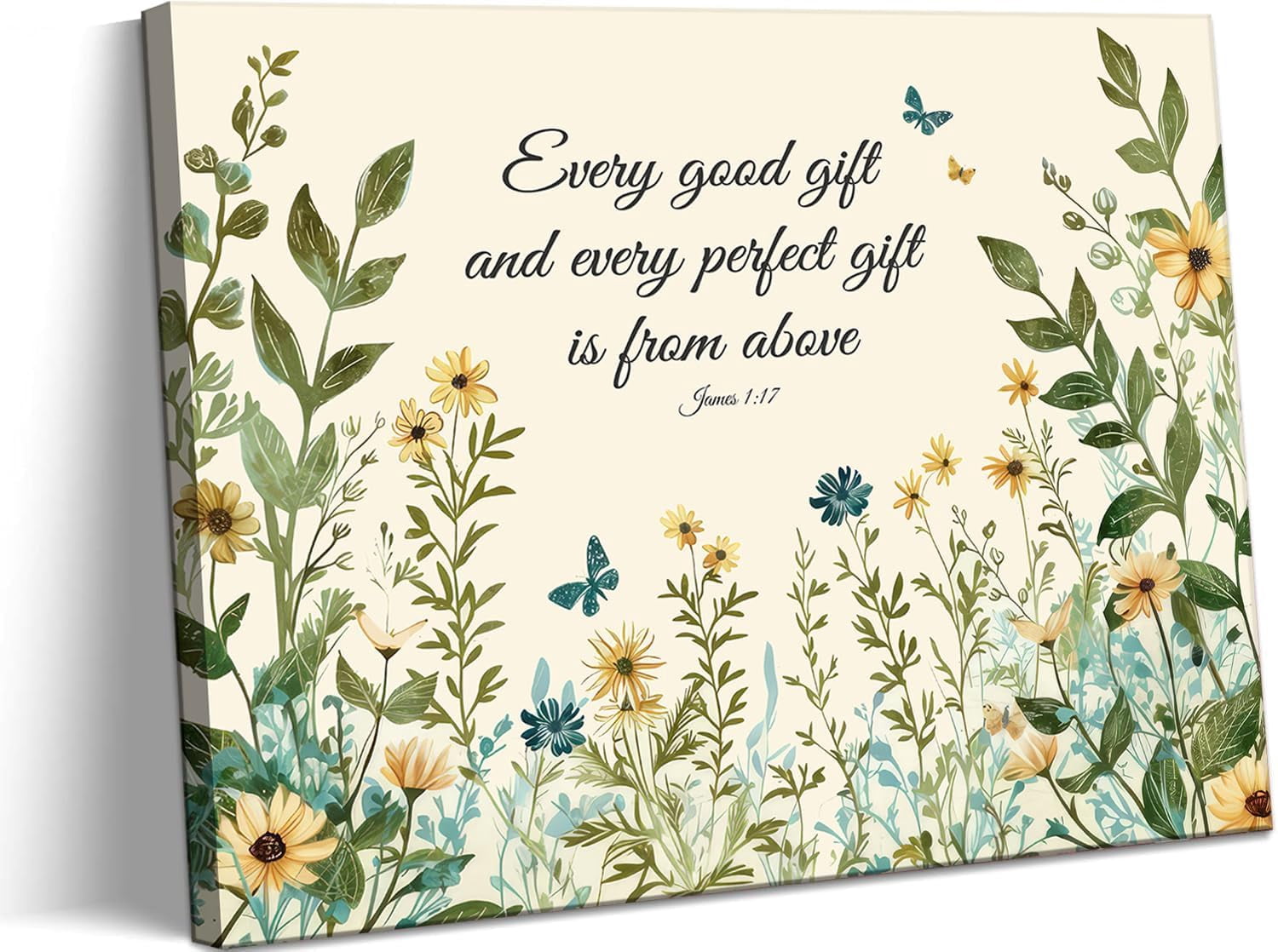 Christian Floral Scripture Canvas Wall Art Wildflower Bible Verse ...