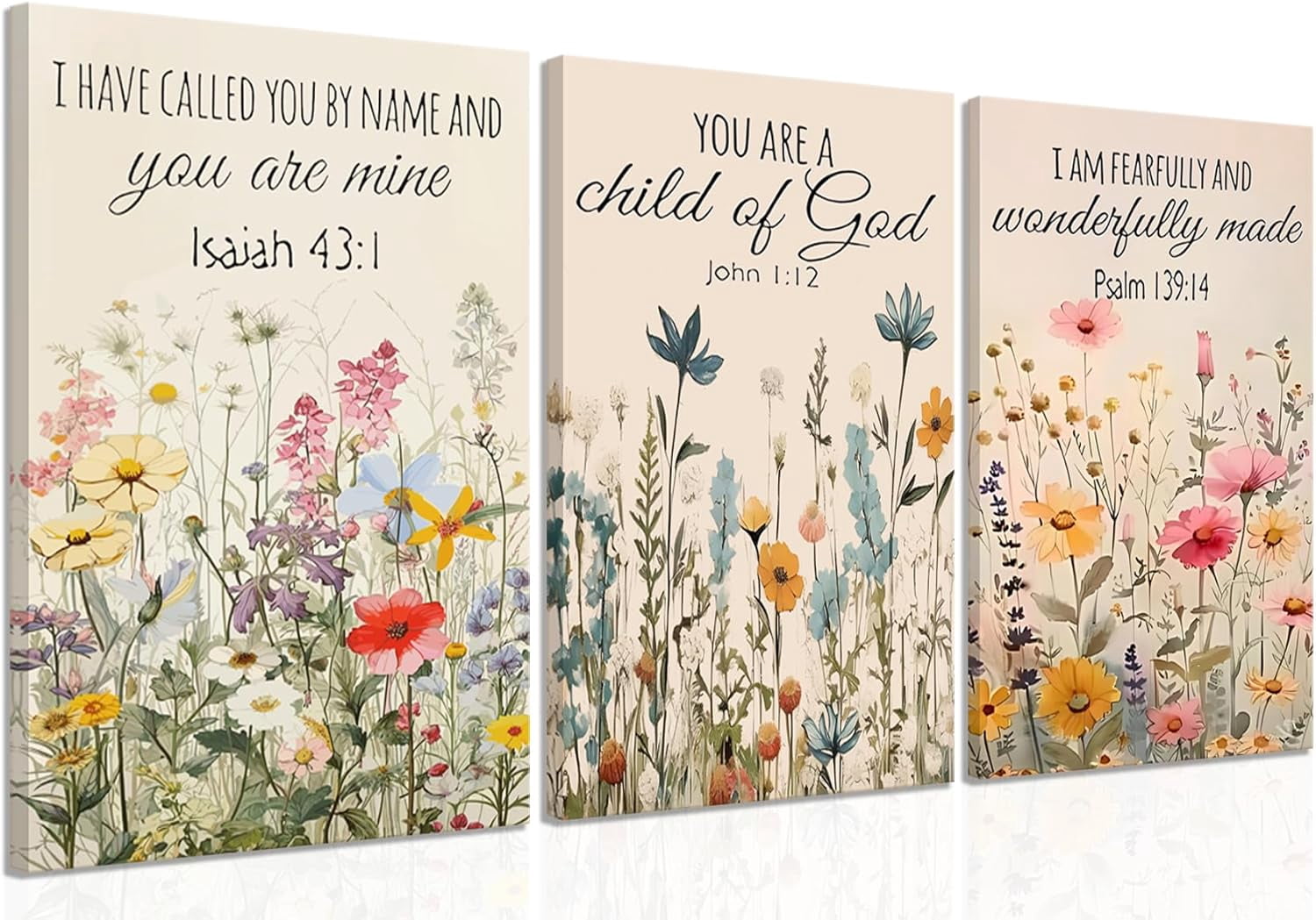 Christian Floral Scripture Canvas Wall Art, Wildflower Bible Verse ...