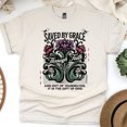 thumbnail image 1 of Christian Floral T-Shirt – Saved by Grace Through Faith, Ephesians 2:8 Scripture Tee, Natural, Size XL, 1 of 6