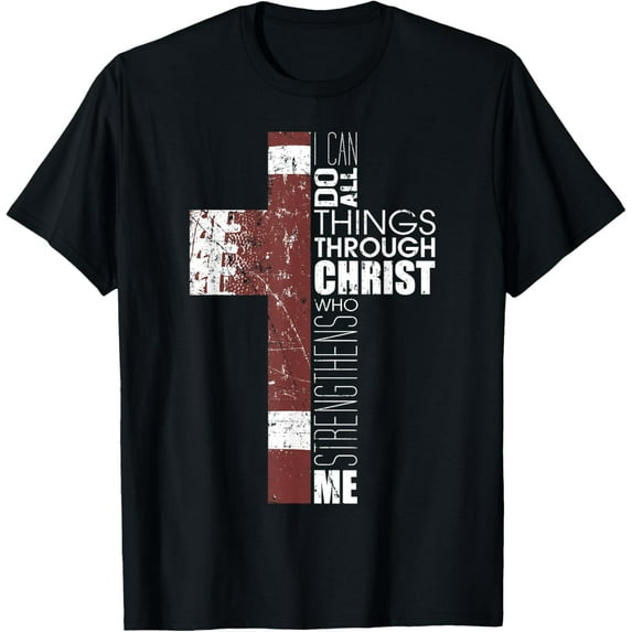 Christian Football Verse I Can Do All Things Through Christ T-Shirt