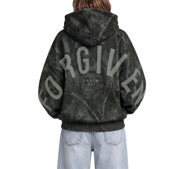 Christian Forgiven Hoodie for Women Men Graphic Camo Sweatshirt Y2K Faith Bible Pullover