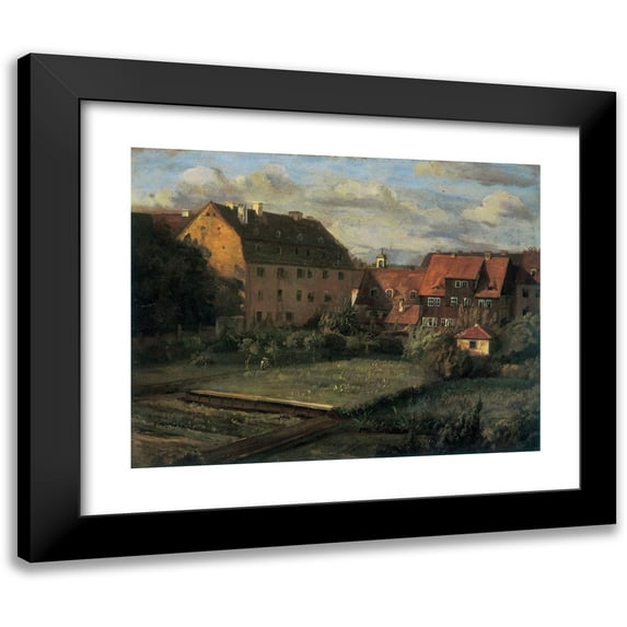 Christian Friedrich Gille 18x15 Black Modern Framed Museum Art Print Titled - The Red Houses (circa 1840)