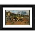 thumbnail image 1 of Christian Friedrich Mali 18x13 Black Ornate Wood Framed Double Matted Museum Art Print Titled - Shepherd Boy with Sheep in the Mountains (1904), 1 of 5