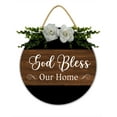 thumbnail image 1 of Christian Front Door Decor, God Bless Our Home Welcome Sign, Inspirational Home Decor, Farmhouse Door Decorations Hanging, Rustic Wreath, Gift For Woman, Housewarming Gift Wall Plaque 12 Inch, 1 of 4