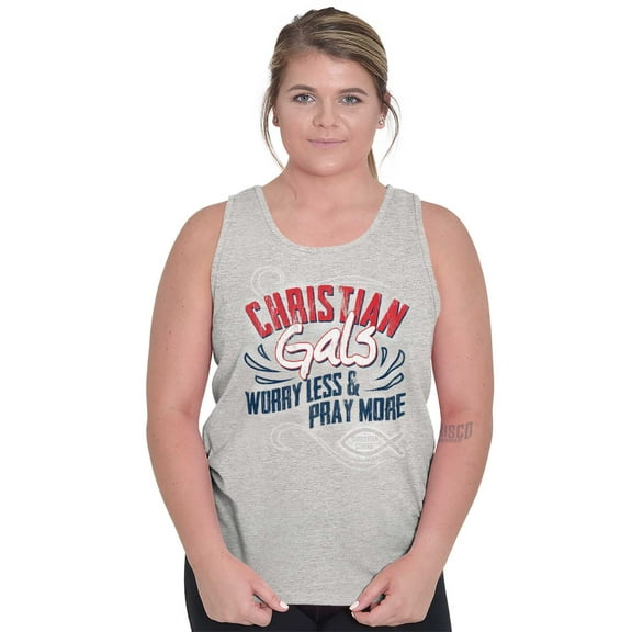Christian Gals Worry Less Pray Tank Top Tee Shirt Women Brisco Brands S