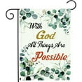 thumbnail image 1 of Christian Garden Flag Spring Summer Eucalyptus Leaves Yard Flag Religious Garden Flags Inspirational with God All Things Are Possible Flags for Outside 12x18 Double Sided, 1 of 6
