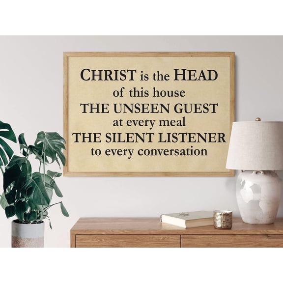 Christian Gift Home Decor, Christ Is The Head Of This House New Home Gift Wall Art, House Gift Art Bedroom Decor Home Sign Decoration UNFRAMED