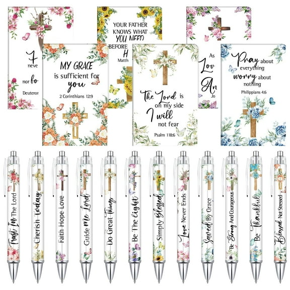 Christian Gift Set With Inspirational Pens Notebooks Bookmarks And Journal For Sunday School And Church - Style A
