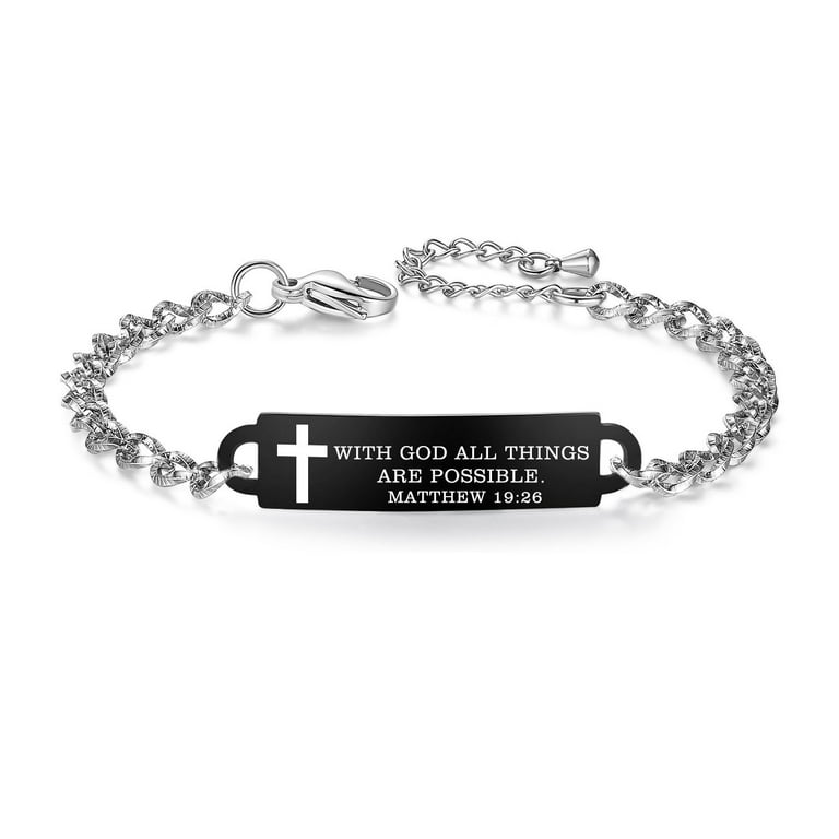 Cut Out Cross Charm - With God All Things are Possible, Matthew 19:26 Bible Quote Cut Out Cross Charm - With God All Things are Possible, Matthew 19:26 Bible Quote