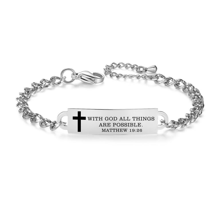 Cut Out Cross Charm - With God All Things are Possible, Matthew 19:26 Bible Quote Cut Out Cross Charm - With God All Things are Possible, Matthew 19:26 Bible Quote
