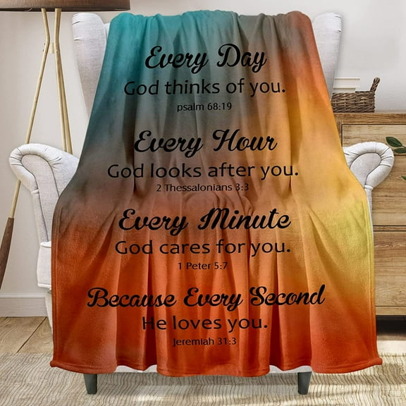 Christian Gift for Women Religious Gift Throw Blanket Healing Thoughts Soft Prayer Caring Lightweight Inspirational Bible Verse 50X40 Inch Throw Blanket Get Well Soon Men& Women Gifts Every Day