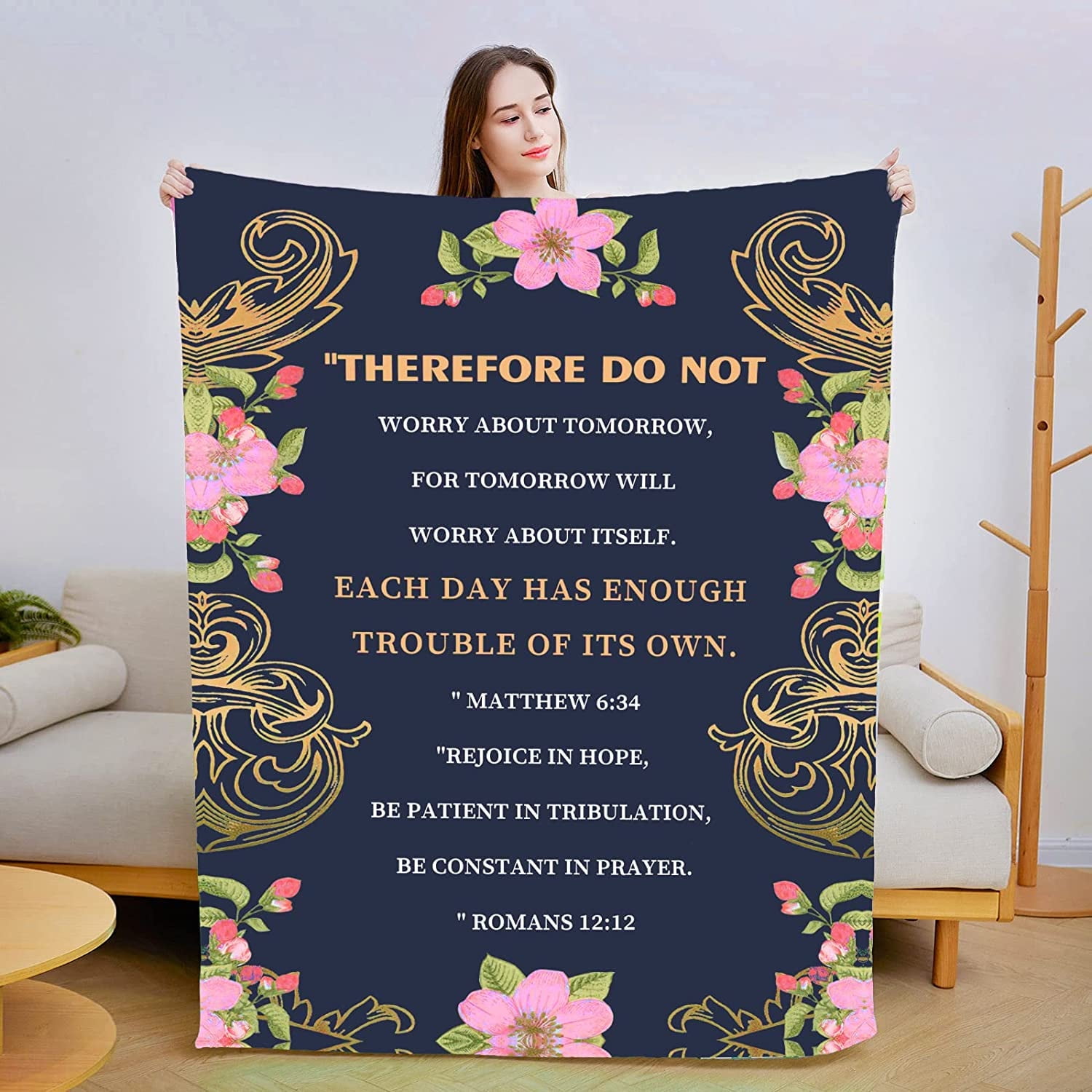 Christian Gift for Women, Religious Gifts Scripture Throw Blanket Graduation Gifts, Encouragement Gifts for Women Christian Blanket Throw 50x60 inch