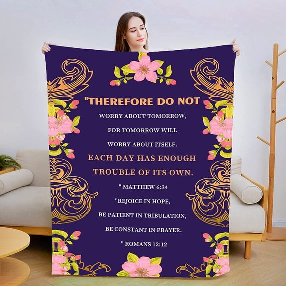 Christian Gift for Women, Religious Gifts Scripture Throw Blanket Graduation Gifts, Encouragement Gifts for Women Christian Blanket Throw 60x80 inch