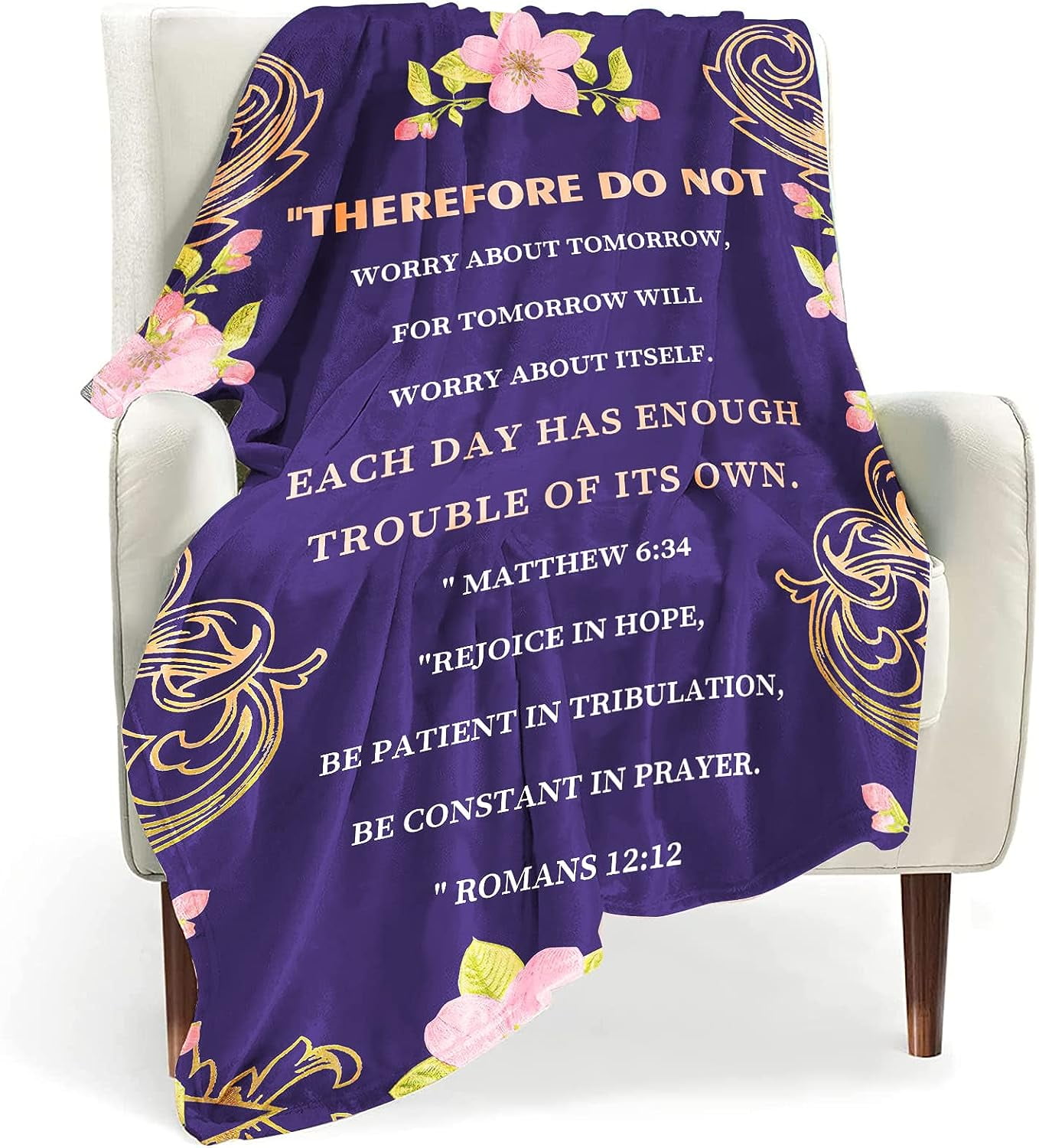 Christian Gifts Inspirational Blanket with Bible Verse Thoughts